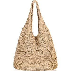 Women Yellowish-brown Shoulder Shopping Handbag Casual Travel Tote Fold Able Bag